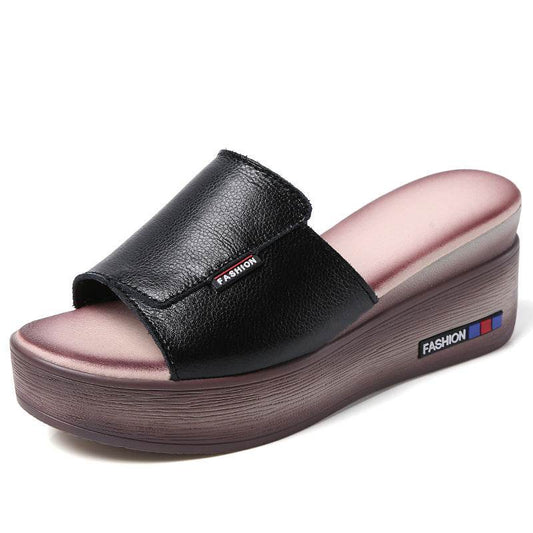 Leather platform sandals for women - Mubimart