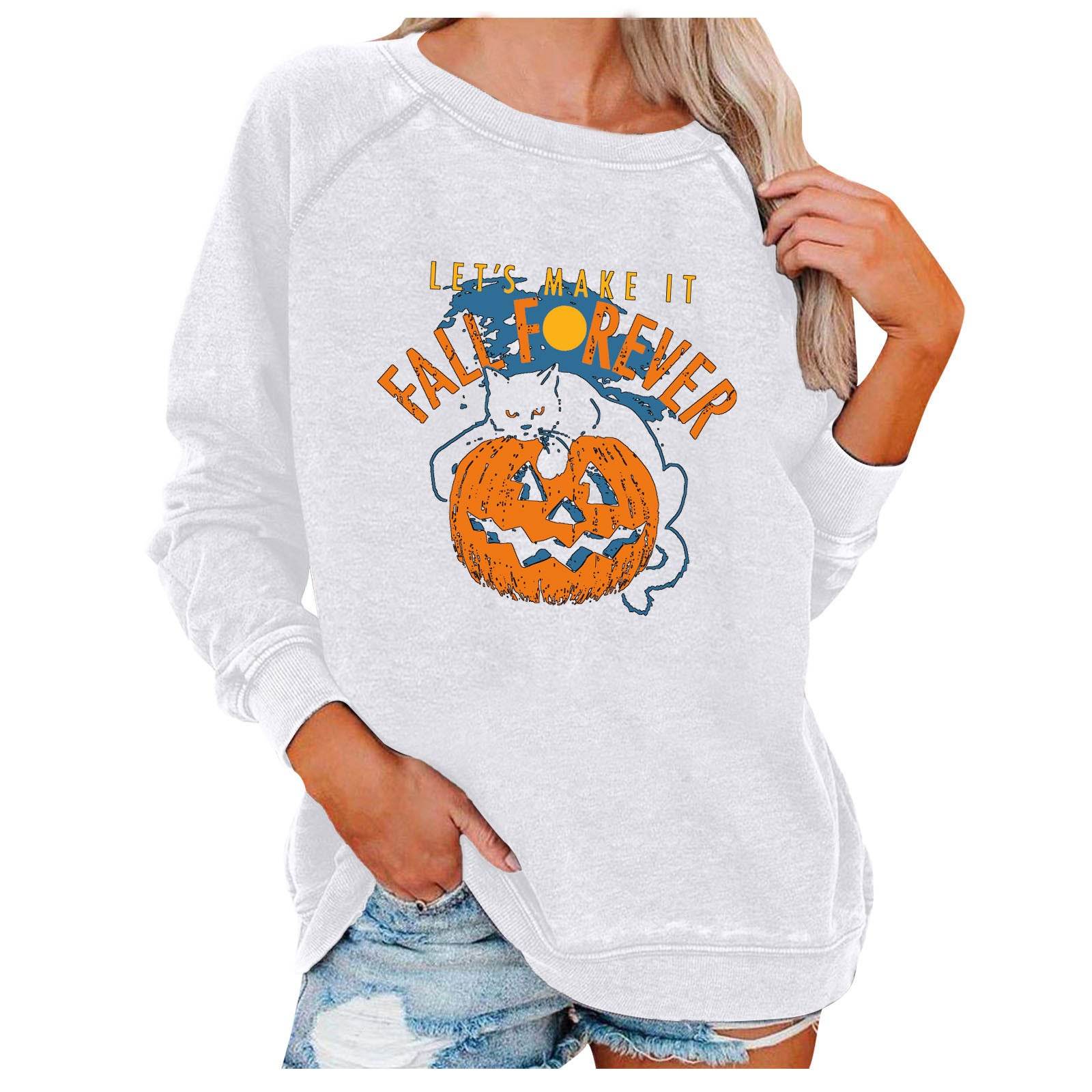 Loose Women's Tops Halloween Themed Sweatshirts - Mubimart