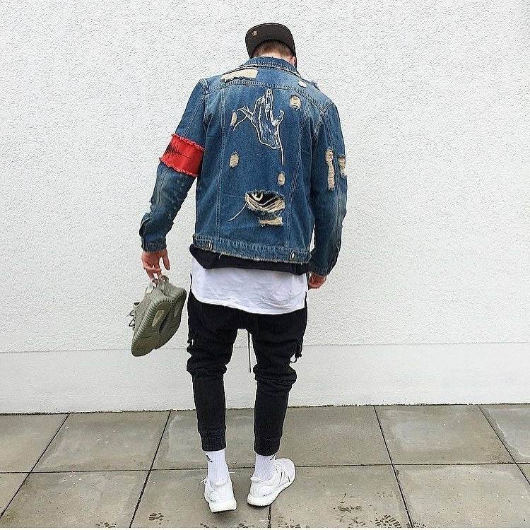 Denim jacket embroidery denim - Mubimart