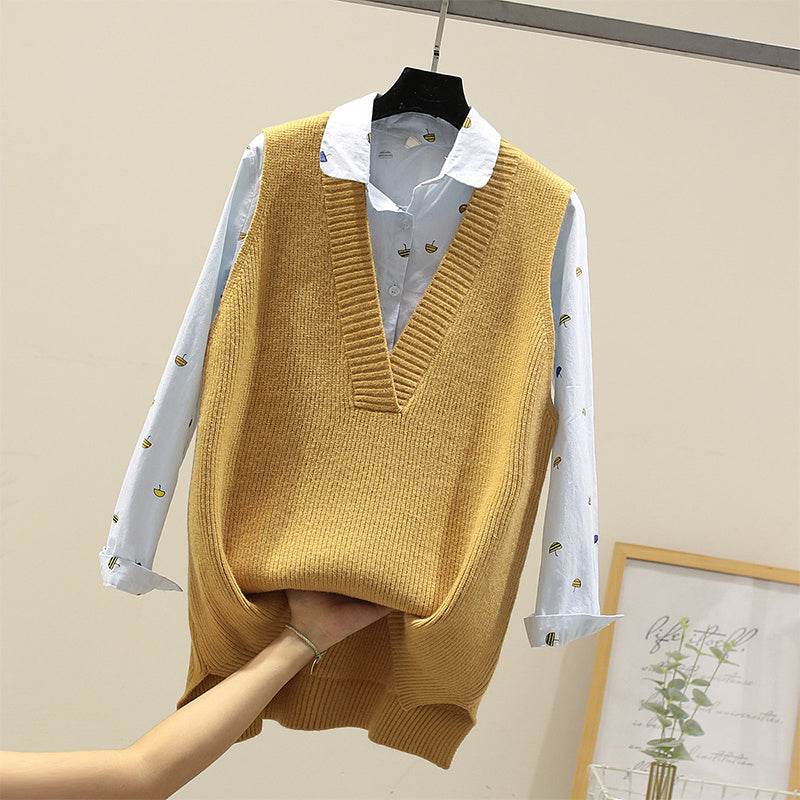 Knitted vest sweater vest - Mubimart