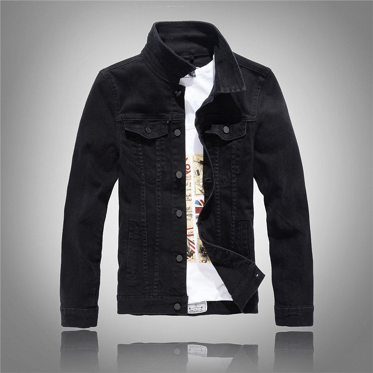 Denim jacket men's gray washed denim jacket