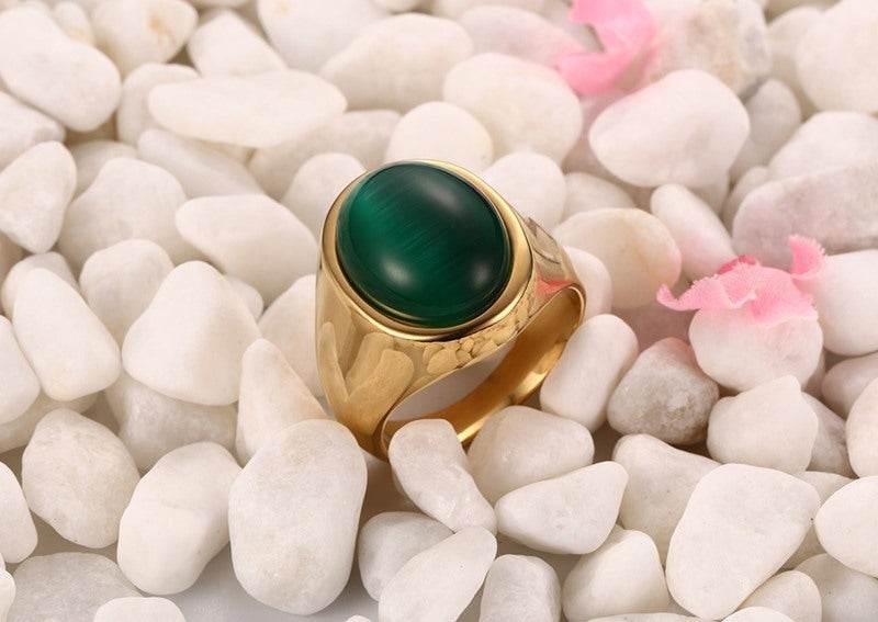 Green opal gold ring - Mubimart