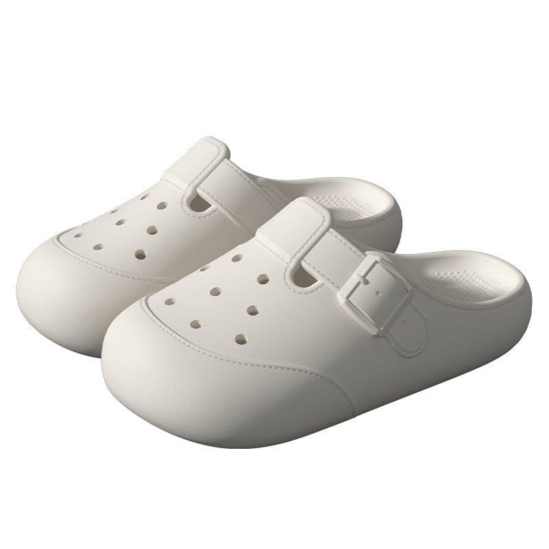 New Hole Shoes Summer Buckle Baotou Slippers Outerdoor Garden Clogs Shoes Indoor Non-Slip Floor Home Slipper - Mubimart