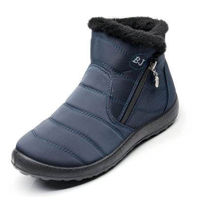 Umbrella Cloth Snow Boots Side Zipper Cotton Boots Mid-calf Waterproof Snow Boots - Mubimart