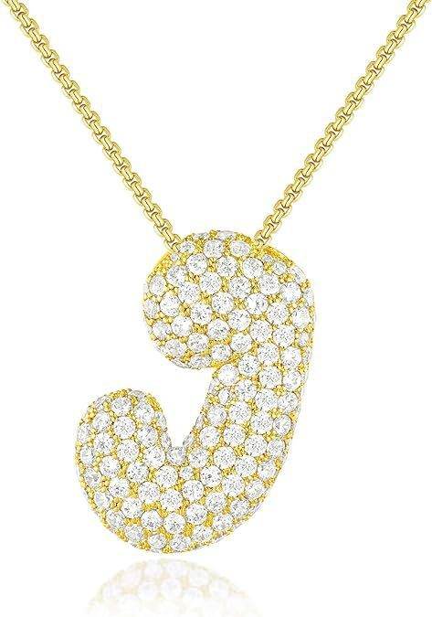 Brass Zircon Balloon English Letter Necklace - Mubimart