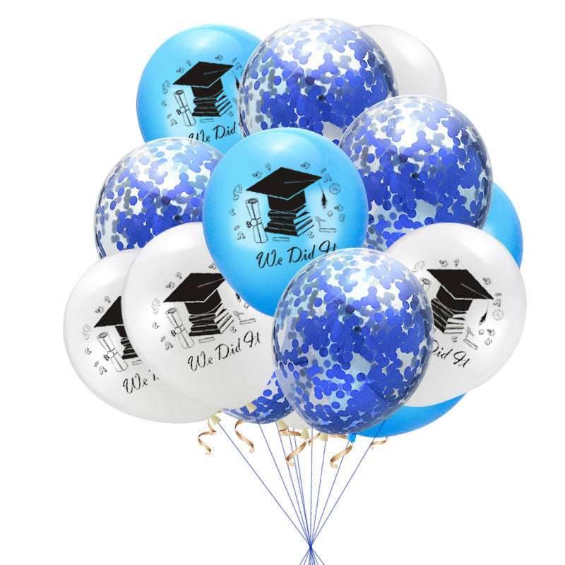 10pcs Graduation Balloons Gold Silver Black Latex Balloon - Mubimart