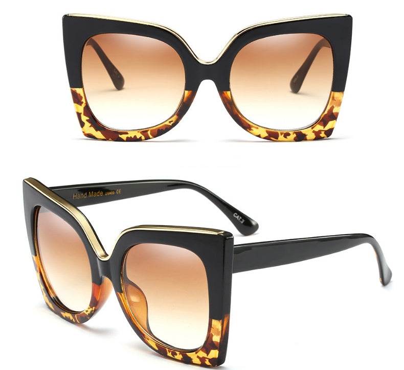 Women's Vintage Cat Eye Sunglasses Women Gradient Lens Sunglasses Glasses - Mubimart