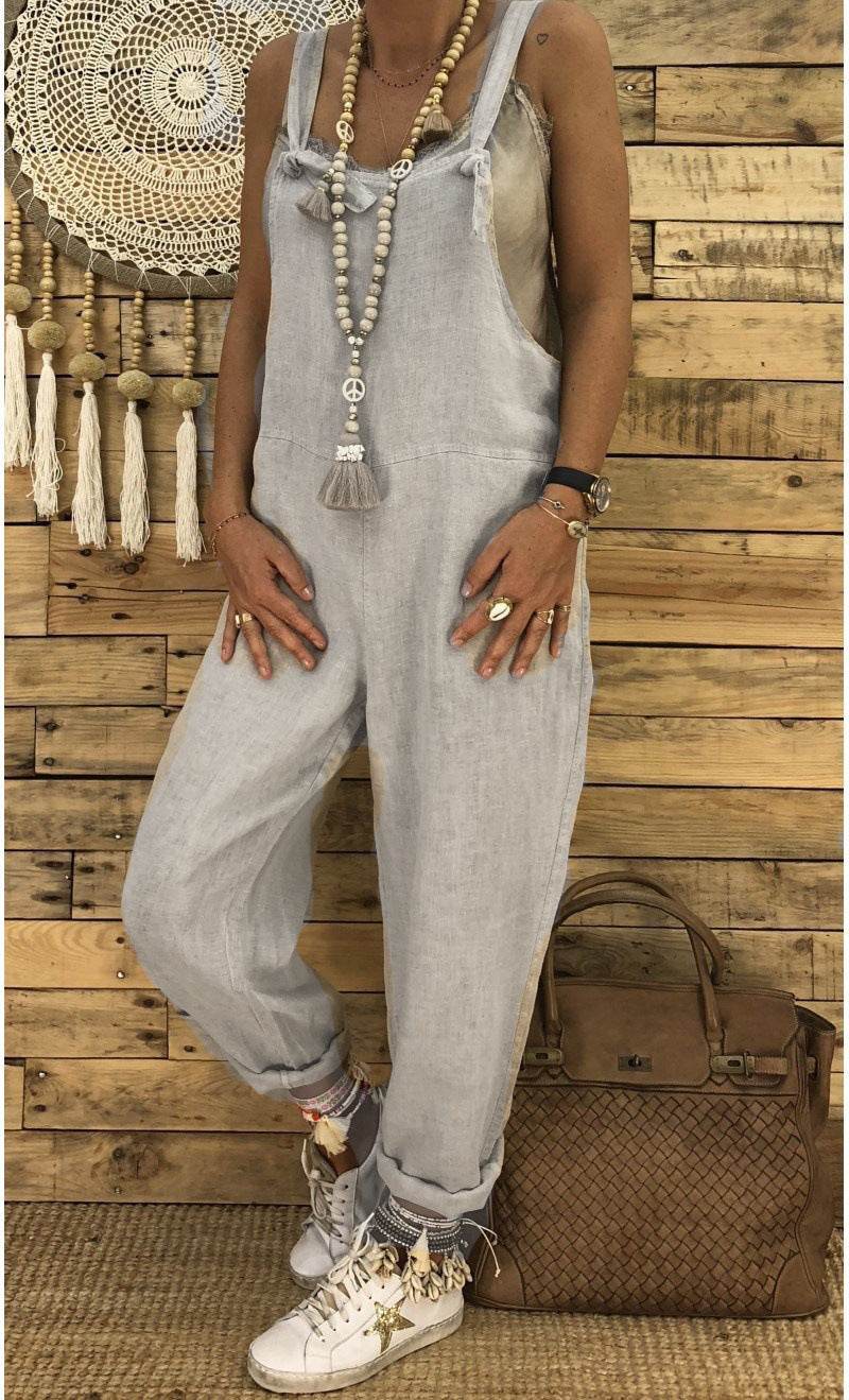 Loose suspender jumpsuit plus size overalls - Mubimart