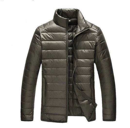 Autumn and winter new men's down jacket large size casual short paragraph collar thin men's down jacket - Mubimart
