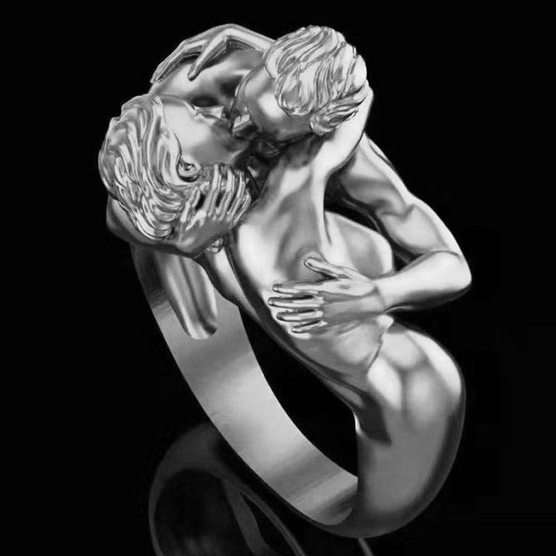 Golden Men And Women Love Art Ring Ring New - Mubimart