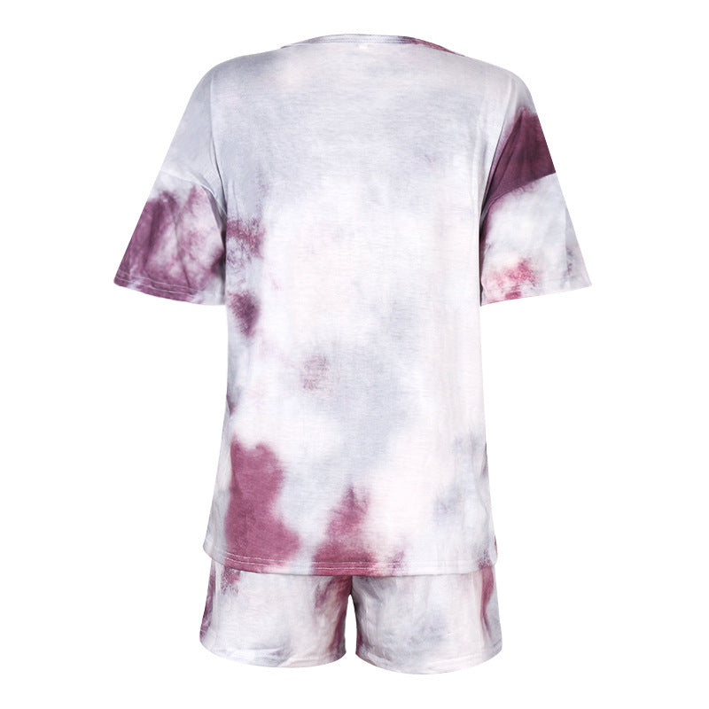 Tie-dye Print Pajamas Loungewear Tracksuit - Mubimart -  