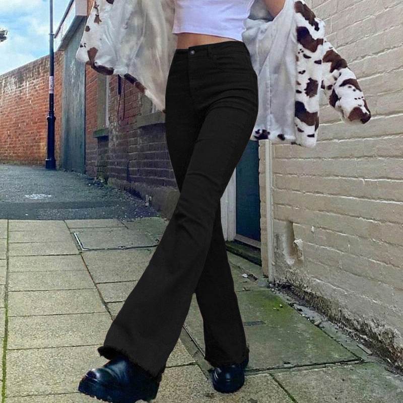 Brown High Waist Stretch Bootcut Jeans Women Casual Pants - Mubimart