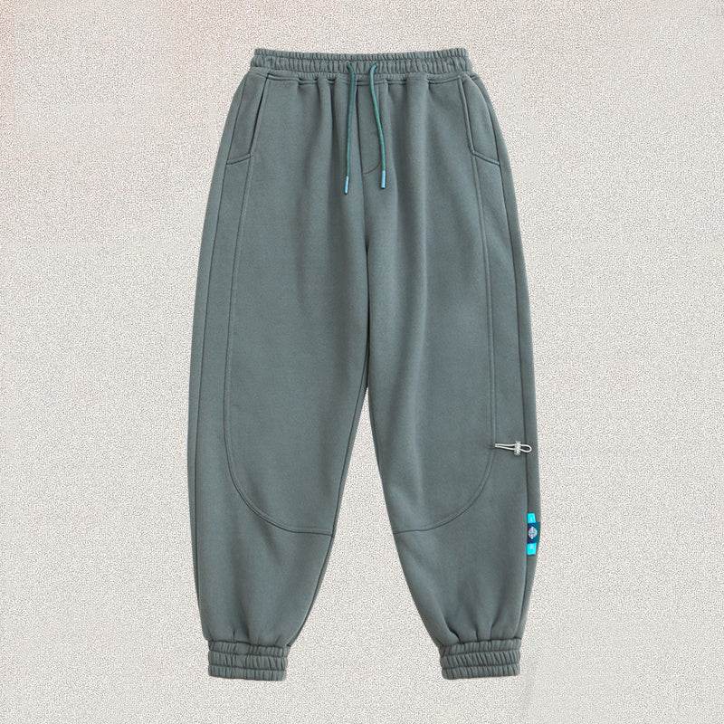 Solid color plus velvet sweatpants - Mubimart