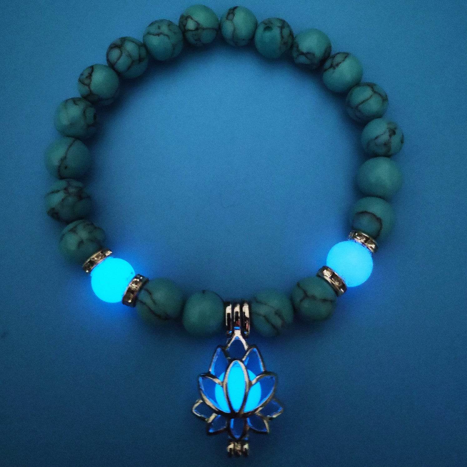 Energy Luminous Lotus Natural Stone Bracelet Yoga Healing Luminous Glow In The Dark Charm Beads Bracelet For Men Women Prayer Buddhism - Mubimart