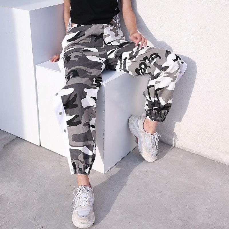 CAMO JOGGER BUTTON UP PANTS - Mubimart