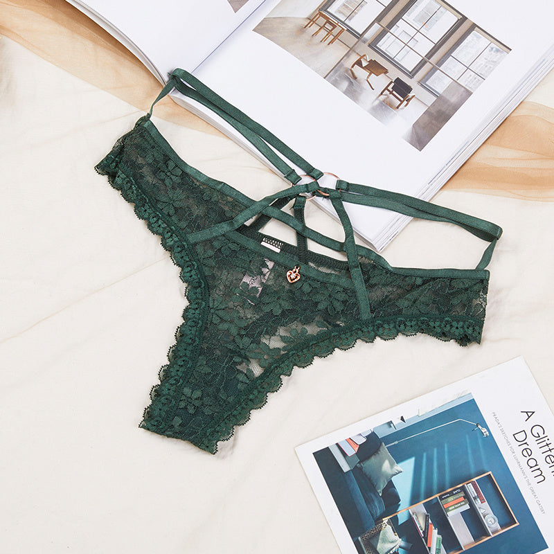 Lace cutout thong - Mubimart -  