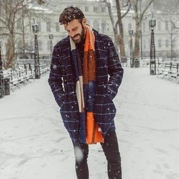 Men's plaid trench coat - Mubimart