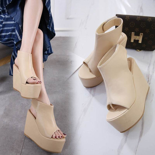 Stylish wild wedge sandals - Mubimart