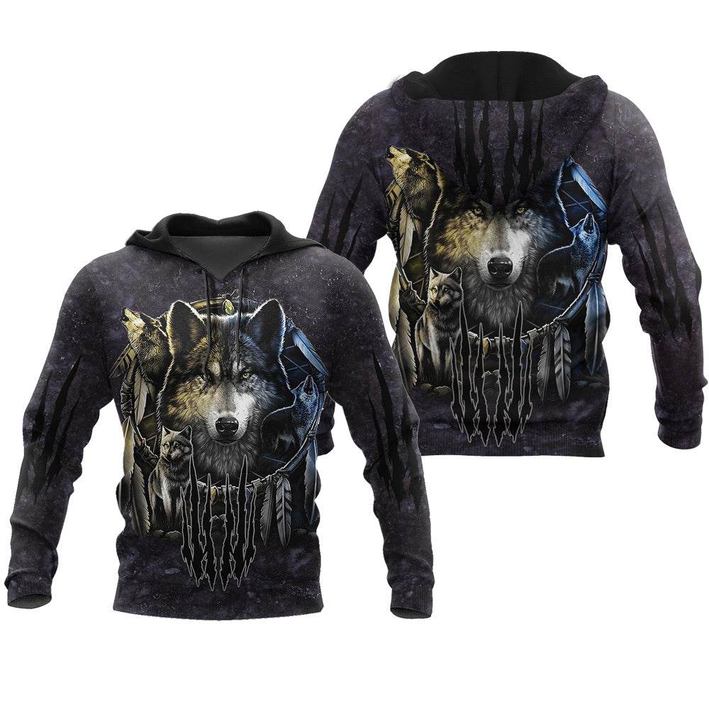 Darkness Dreamcatcher Wolf 3D Printed Men Hoodies Sweatshirt - Mubimart