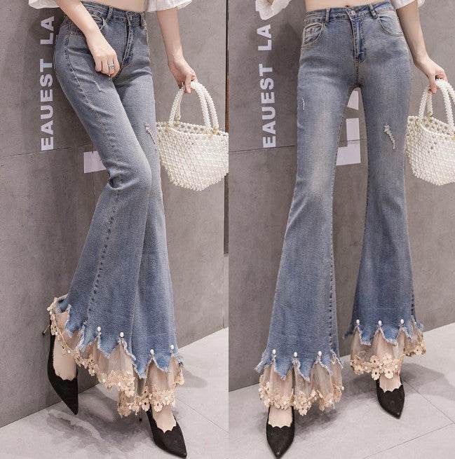 Paneled Micro Flare Pants - Mubimart