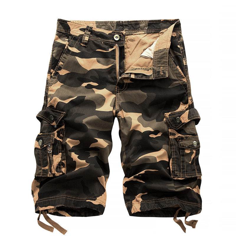 Camo Printed Knee Length Cargo Shorts - Mubimart