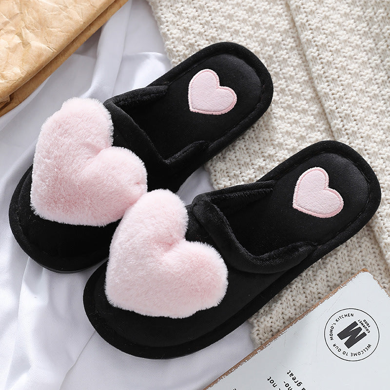 Cute Love Fluffy Slipper Home Slippers - Mubimart -  