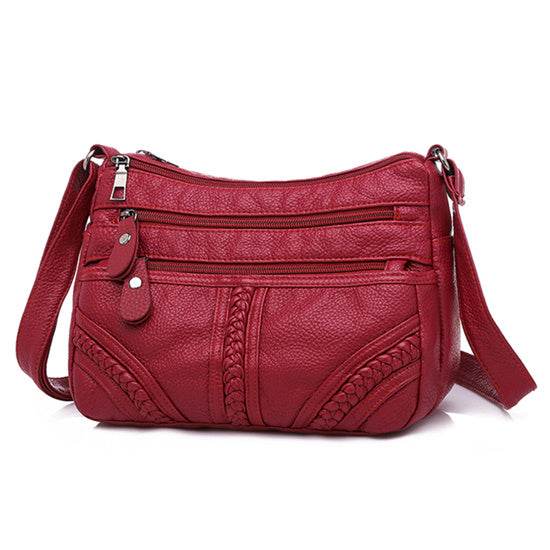 Fashion Women Soft Leather Shoulder Bag - Mubimart