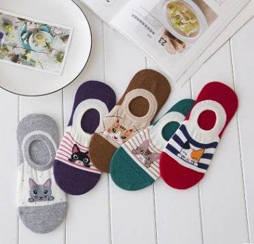 Summer CAT Warm Comfortable Cotton Girl Women's Socks Ankle Low Female - Mubimart