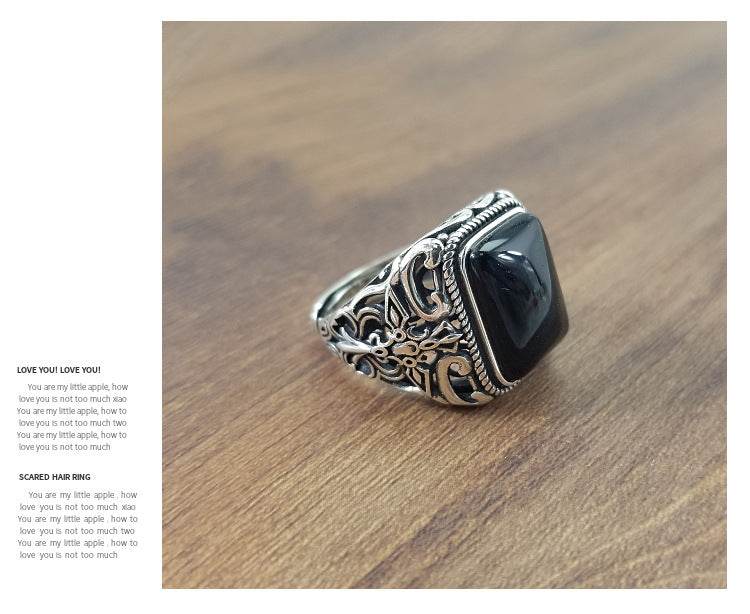 S925 sterling silver ring male ring - Mubimart