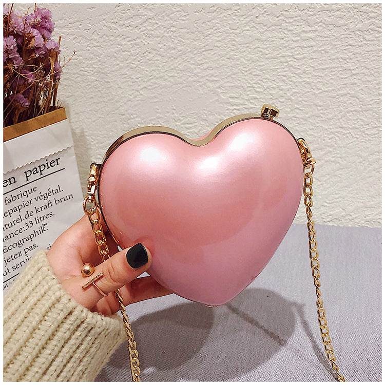 Mini Cross Body Chain Shoulder Heart Satchel - Mubimart