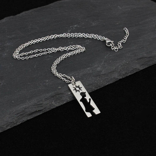 Men And Women Silhouette Couple Necklace - Mubimart