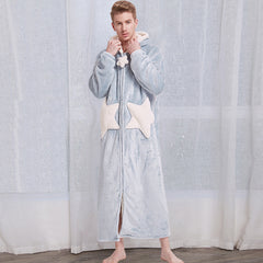 Women Men Winter Bath Robe Hooded Night Dress Gown Sleepwear - Mubimart -  