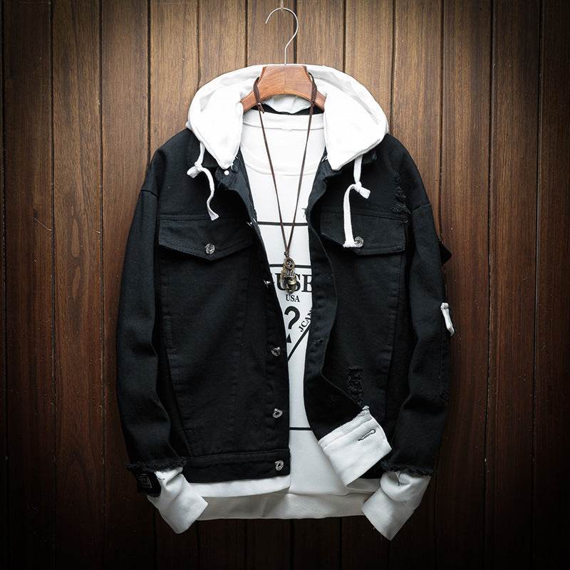 Hooded denim jacket - Mubimart