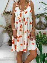 Flower Vest Camisole Dress - Mubimart