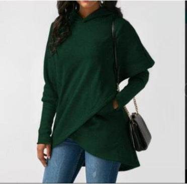Autumn Winter Fleece Irregular Hoodie Sweatshirts - Mubimart