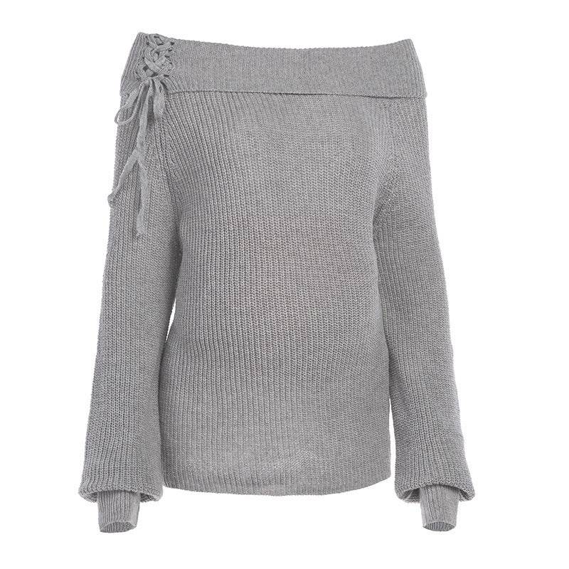 Slit Shoulder Strap Maternity Sweater - Mubimart