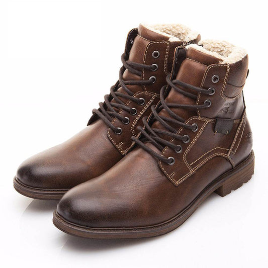 winter men warm shoes martin boots snow boots - Mubimart