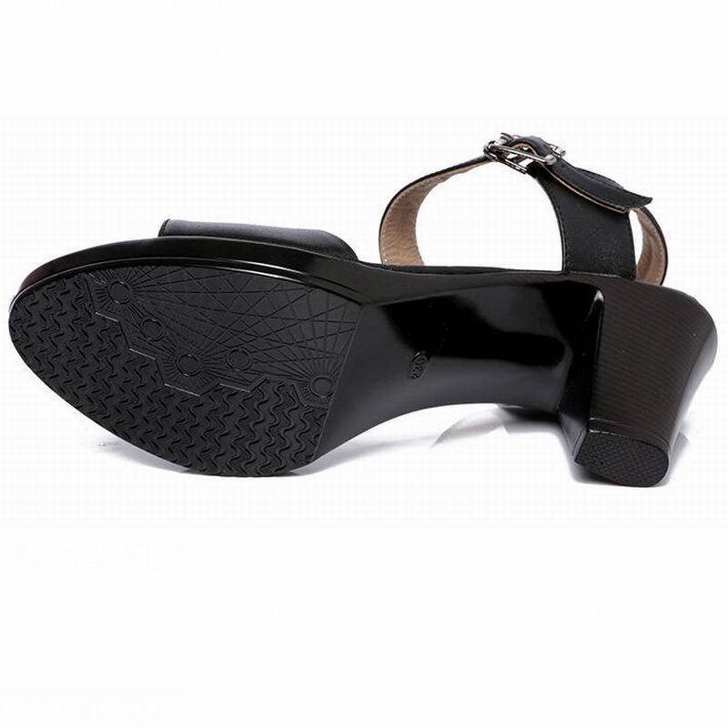 Thick Heel Fish Mouth Middle Heel Sandal Woman - Mubimart