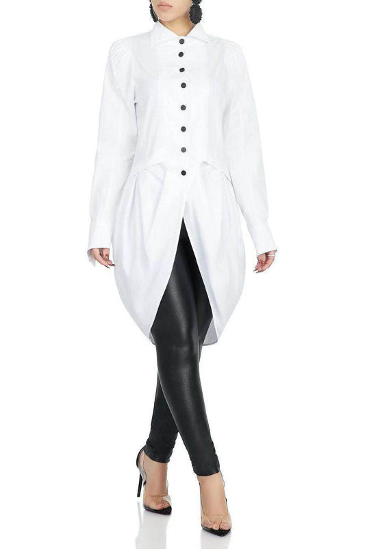 Personality white shirt dress - Mubimart
