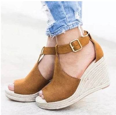 Straw wedge sandals - Mubimart