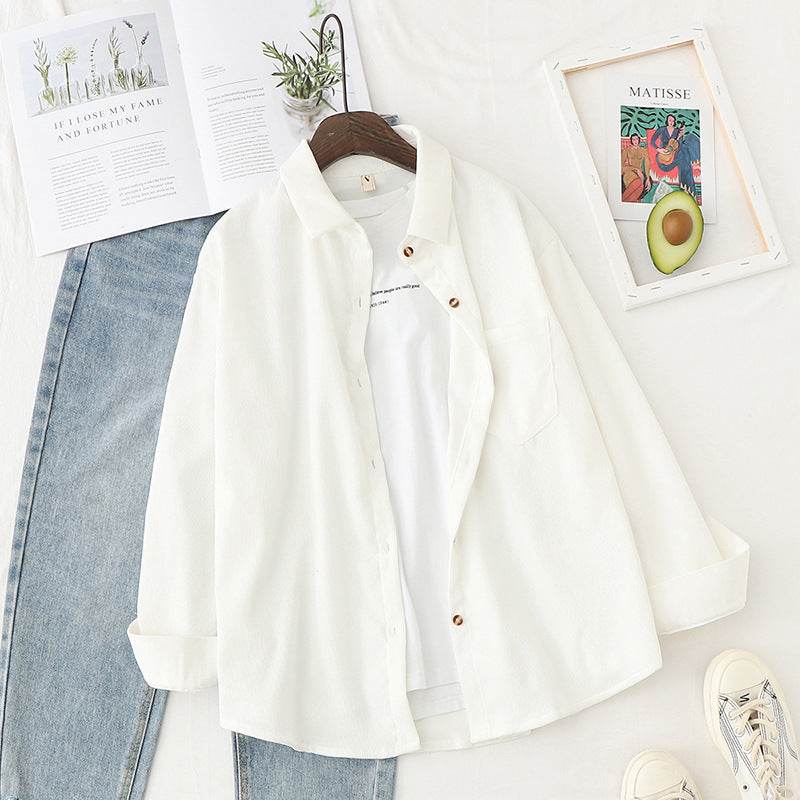 Loose long sleeve shirt jacket - Mubimart