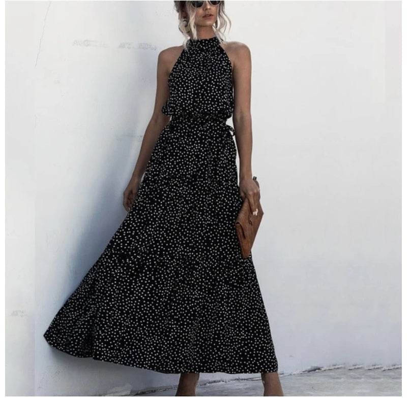 Printed maxi lace dress - Mubimart