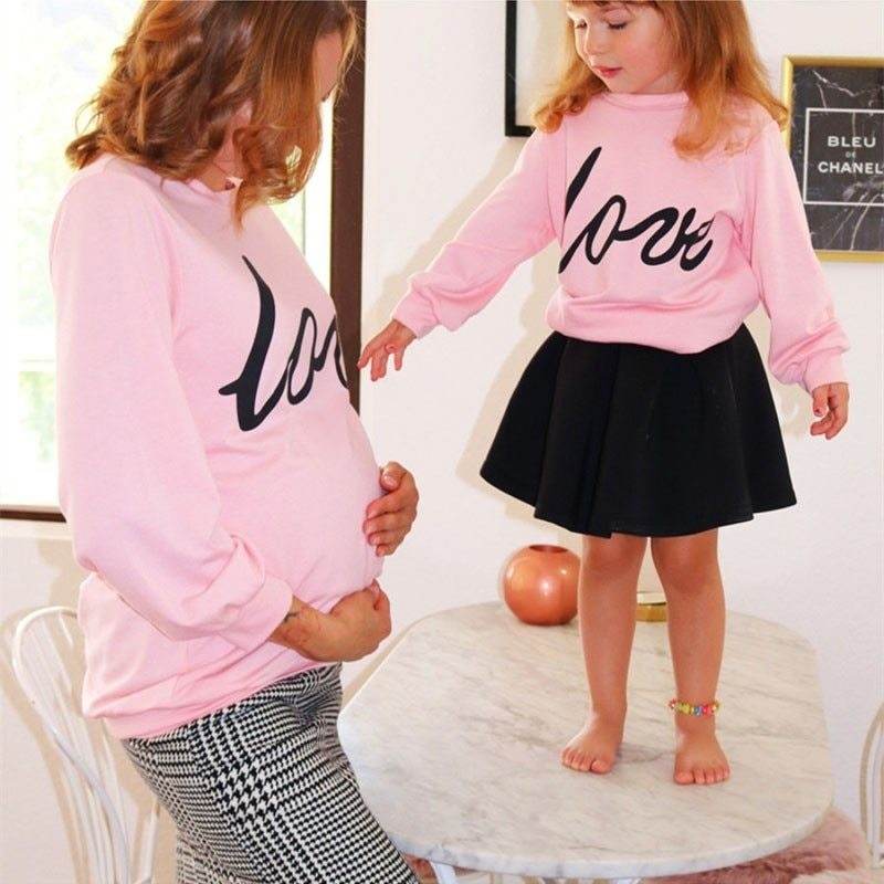 Maternity Sweatshirt Love Printed Parent-child Sweatshirt - Mubimart