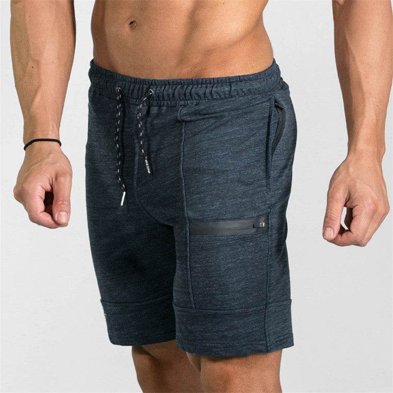 Summer Men's Gyms Shorts Bodybuilding Clothing Men Fitness Zipper Pathwork Workout Cotton Shorts - Mubimart