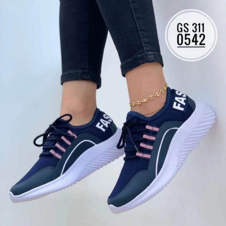 Mesh Sneakers Women Lace Up Running Shoes - Mubimart