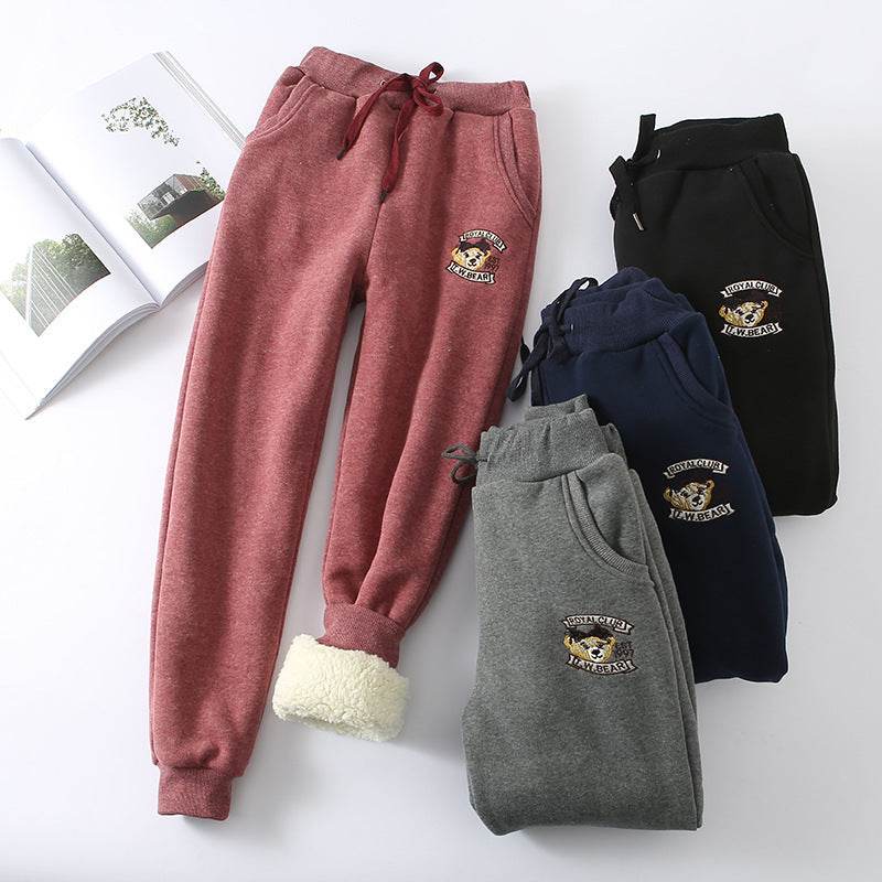Lamb velvet sweatpants Trousers - Mubimart