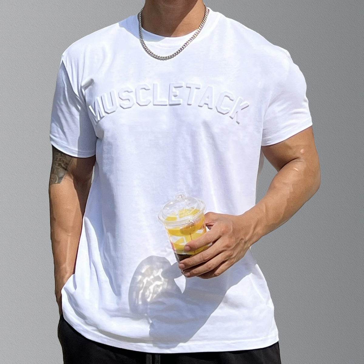 Men's Sports Loose Cotton Workout Short Sleeve T-shirt - Mubimart