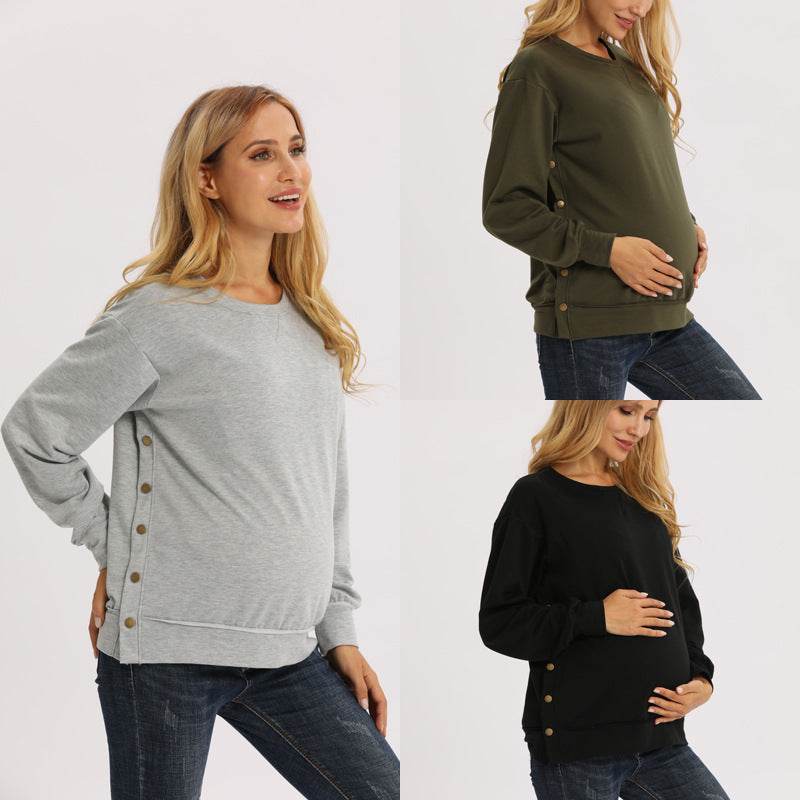 Autumn And Winter New Long Sleeve Maternity Clothing Loose Sweater - Mubimart