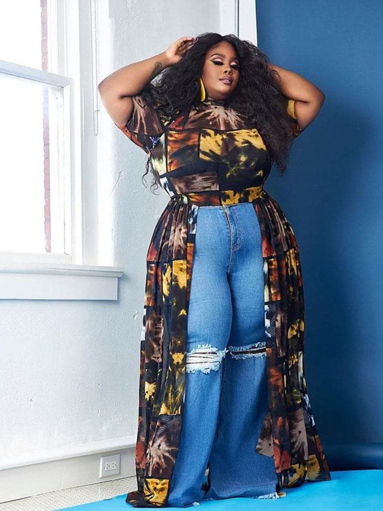 Long Button Up Shirt Dress Women Plus Size Clothing Club Wea - Mubimart