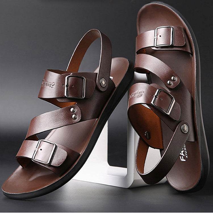Sandals Men Casual Comfortable Barefoot Buckle Shoes - Mubimart